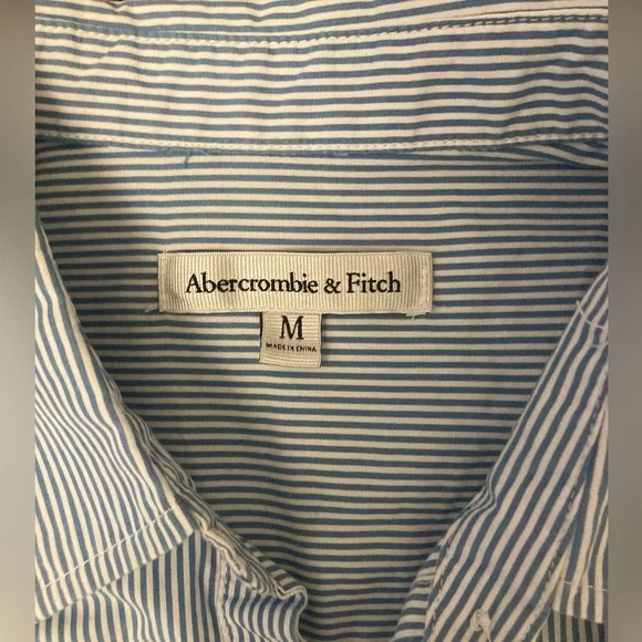 ABERCROMBIE & FITCH Shirt Dress : Blue and White Stripe - Medium - Picture 7 of 9